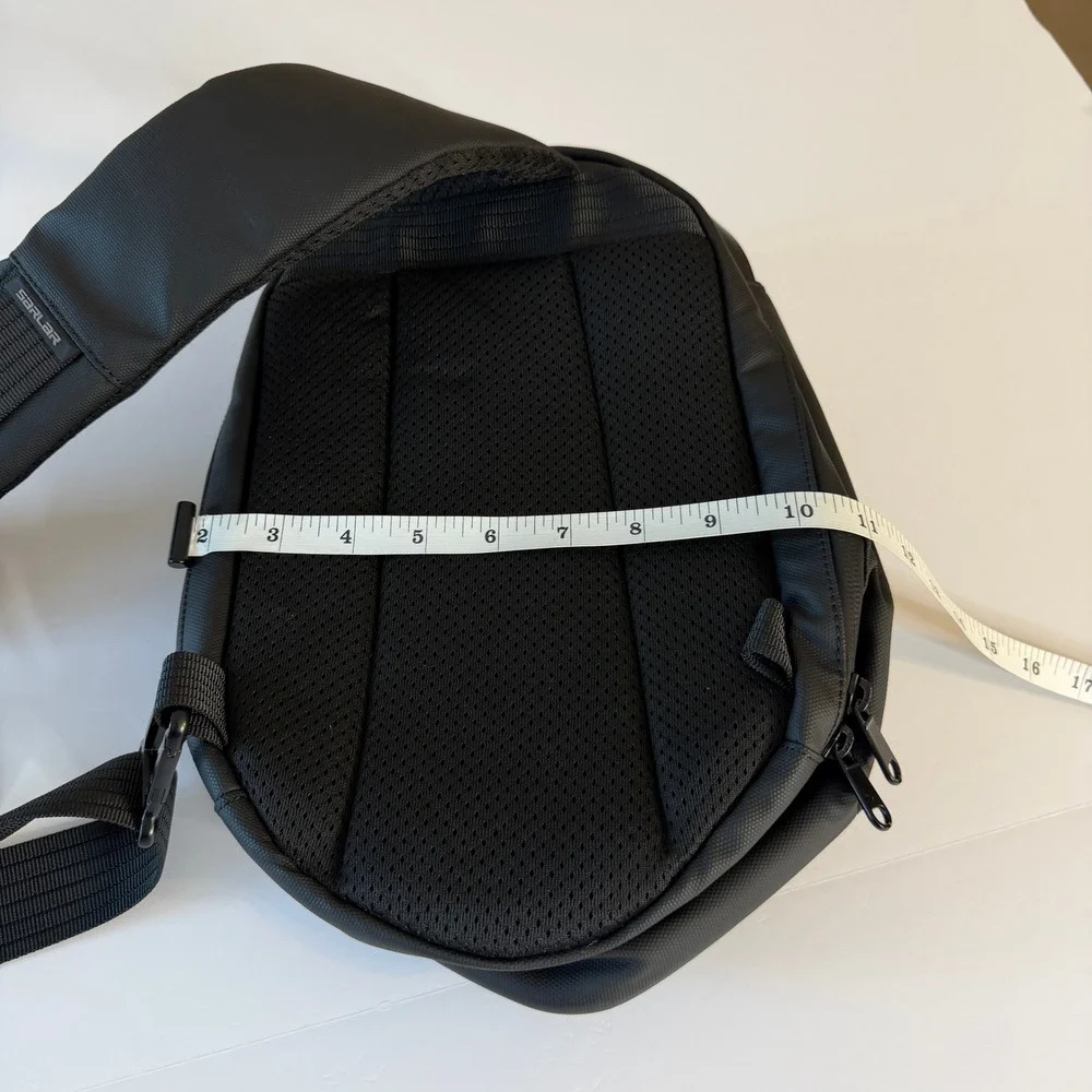 Sarlar Hard Shell Sling Bag Black Geometric Crossbody USB Charging Port Travel